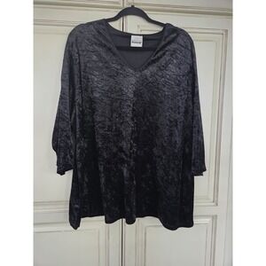 Bentley Plus Velour Top Women's 2x Black Tunic Evening Event‎ Shirt